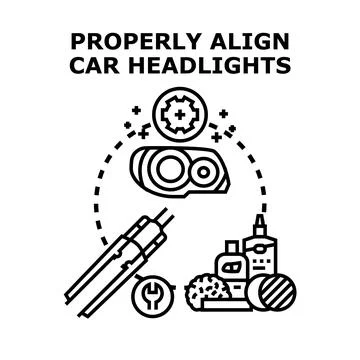 Car headlight alignment and maintenance vector concept Stock Illustration