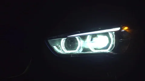 Car Headlight On and Off Stock Footage