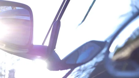 Car headlight and side mirror Stock Footage 85367870