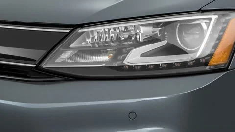 Car headlight Billet Clear Coat 2016 Volkswagen Jetta Hybrid SEL Premium Stock Footage 159856786
