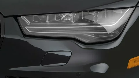 Car headlight close up Black 2017 Audi RS 7 Performance 4.0 TFSI Vídeos de archivo 159927895