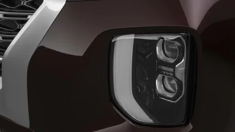 Car headlight close up Deep Blue Pearl 2020 Hyundai Palisade Limited Stock Footage 160084544