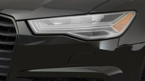 Car headlight close up Galactic Gray 2017 Audi A6 Prestige 3.0 TFSI Stock Footage 159907176