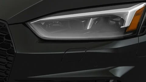 Car headlight close up Graphite Shadow 2019 Audi RS 5 2.9 TFSI Vídeos de archivo 160065694