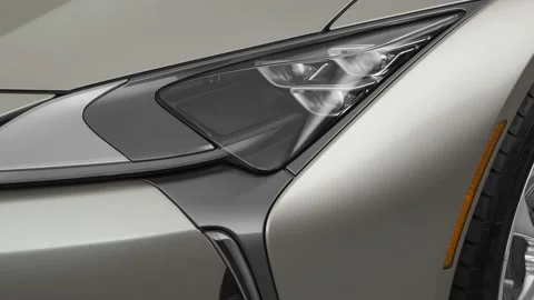 Car headlight close up Lunar Silver Metallic 2018 Lexus LC LC 500 Stock Footage 159967925