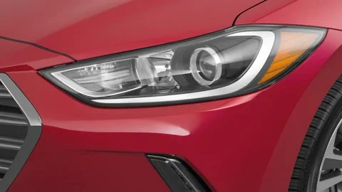 Car headlight close up Magnetic 2017 Hyundai Elantra Limited Stock Footage 159875181
