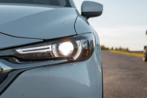 Car headlight close up Stock Photos