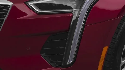 Car headlight close up Platinum Gray Metallic 2020 Cadillac CT6 Luxury sedan Vídeos de archivo 160099885