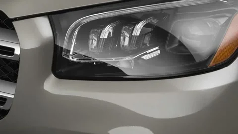 Car headlight close up Sevilla Red 2020 Mercedes-Benz GLS-Class GLS 450 4MATIC Stock Footage 160092441