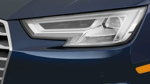 Car headlight close up Shadow Black 2018 Audi S4 Premium Plus 3.0 TFSI Stock Footage 159942573