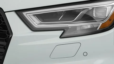 Car headlight close up Silver Ice Metallic 2019 Audi RS 3 2.5 TFSI Vídeos de archivo 160080722