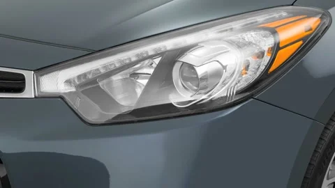 Car headlight close up Summit White 2016 Kia Forte5 SX Stock Footage 159855819