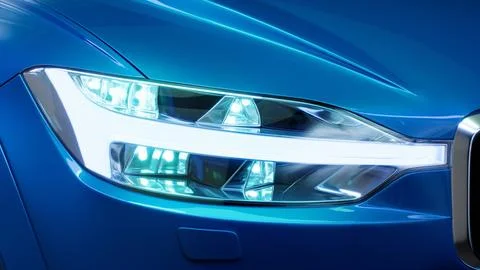 Car headlight with copy space macro view. Led or xenon lamp. Closeup Stock Illustration