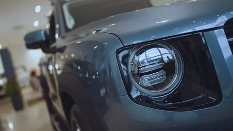 Car headlight, exterior element of a new car, haval dargo headlight Stock Footage 321310187
