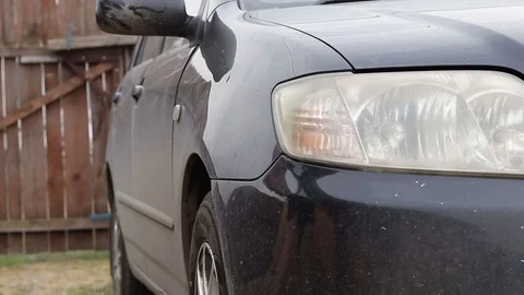 Car headlight flashing close up Stock Footage 129137285