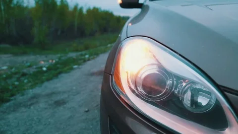 Car headlight Stock Footage 76000279