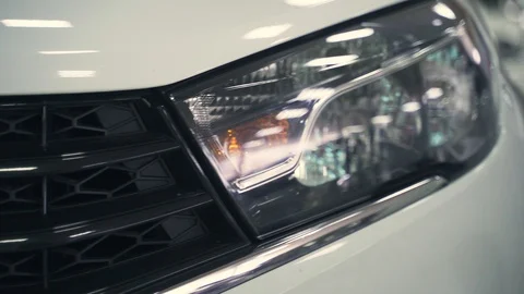 Car headlight Stock Footage 129452048