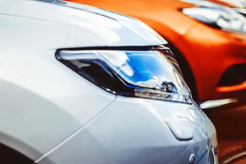 Car headlight in front Stock Photos