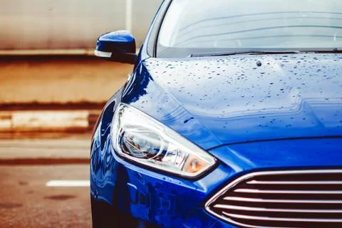 Car headlight in front Stock Photos