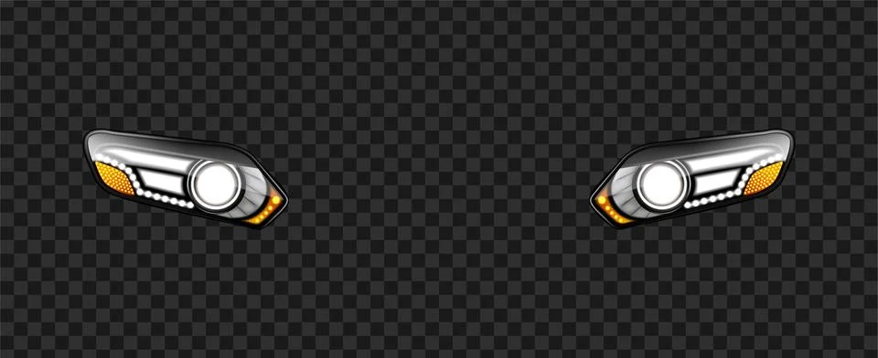 Car Headlight With Glowing Light Effect Vector Illustrazione stock