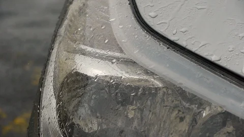 Car Headlight In The Rain Stock Footage 119415314
