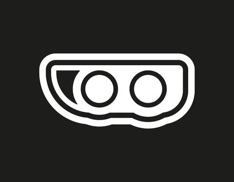 Car headlight vector icon on black background Stock Illustration