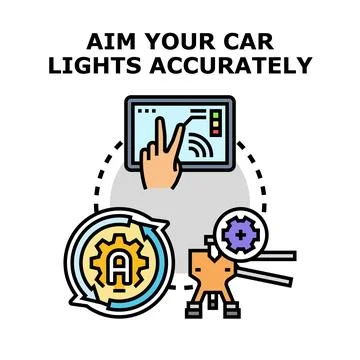 Car headlights aiming adjustment concept diagram Stock Illustration