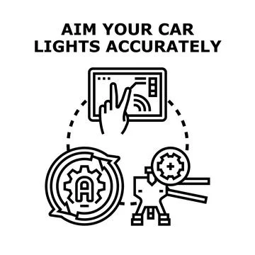 Car headlights aiming adjustment concept diagram Stock Illustration