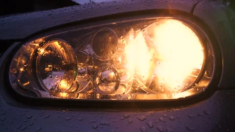 Car headlights and taillights Stock Footage 335207356