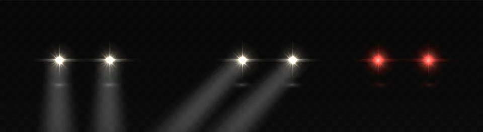 Car headlights. Auto glowing rays. Vector realistic effect. Ilustración de archivo