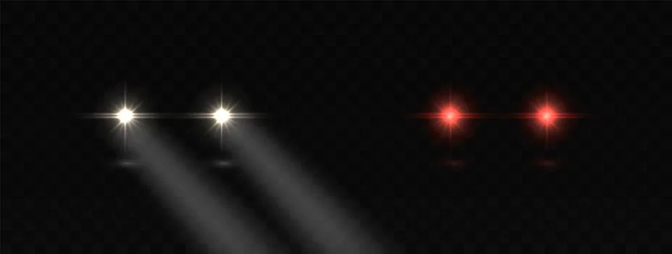 Car headlights. Auto glowing rays. realistic effect. Stock Illustration