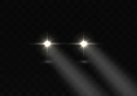 Car headlights. Auto glowing rays. Vector realistic effect. Ilustración de archivo