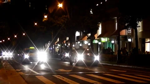 Car headlights at night Stock Footage 36688011