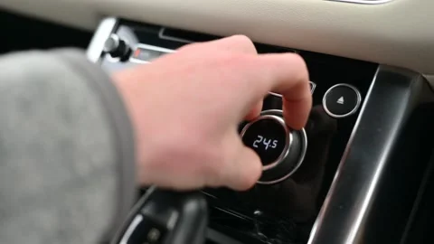 Car Heating Dial Set to Maximum Temperature for Comfort Stock Footage 293059941
