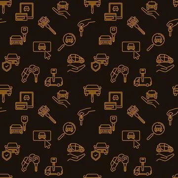Car Hire Agency vector concept thin line creative seamless pattern Stock Illustration