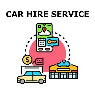 Car hire service concept vector illustration outline Stock Illustration