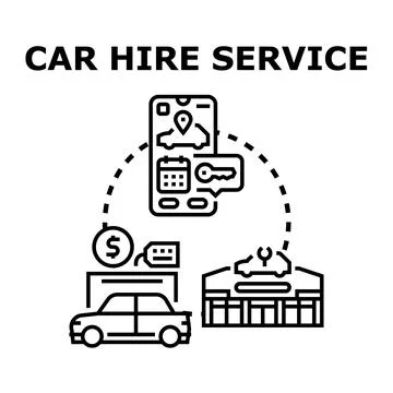 Car hire service concept vector illustration outline Stock Illustration