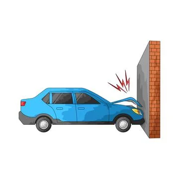 Car hitting wall illustration Stock Illustration