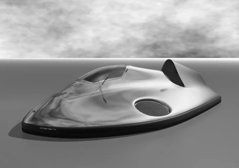 Car hovercraft (black and white) Stock Illustration