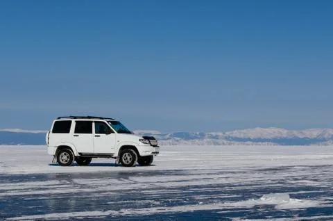 A car on the ice surface Foto stock