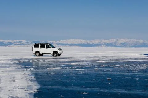 A car on the ice surface Foto stock