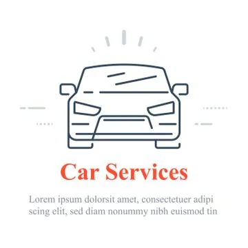 Car icon, auto services concept, vector linear illustration Illustrazione stock
