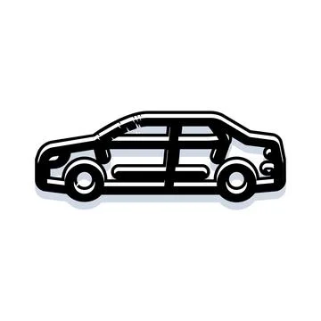 Car icon black white contour drawing illustration Stock Illustration