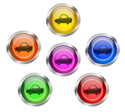 Car Icon Button Stock Illustration