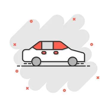 Car icon in comic style. Automobile vehicle cartoon vector illustration on wh Stock Illustration
