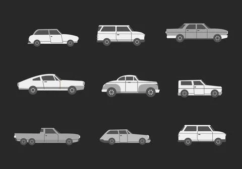 Car icon flat style. collection of isolated cartoon illustrations Stock Illustration