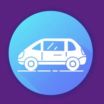 Car icon . Flat vector illustration.Isolated on a blue background. Stock Illustration