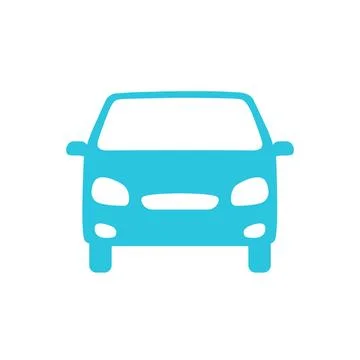 Car icon, Front view, Isolated on white background. From blue icon set. Stock Illustration