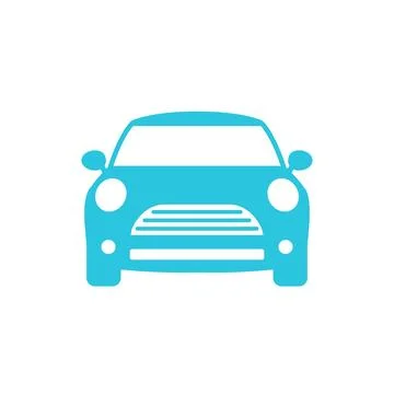 Car icon, Front view, Isolated on white background. From blue icon set. Stock Illustration