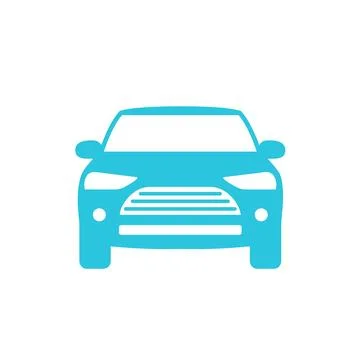 Car icon, Front view, Isolated on white background. From blue icon set. Stock Illustration